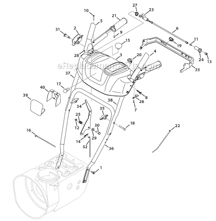 Handle Panel Style K and L Diagram and Parts List for 2010 Yard Man Snow Blower
